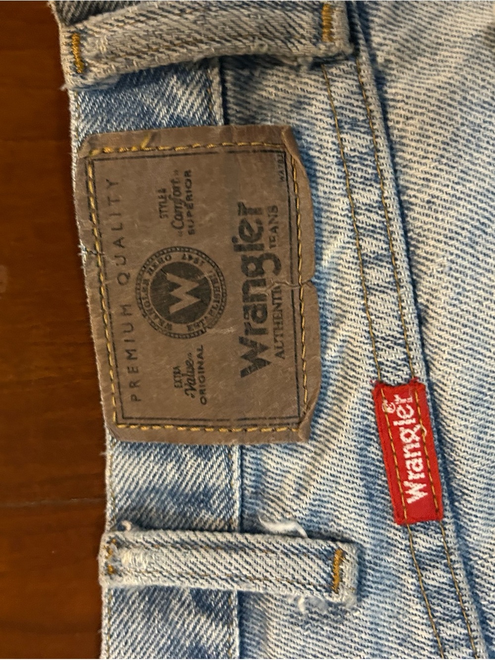 Wrangler Light Blue Denim Jeans with custom patch work - Picture 6 of 7